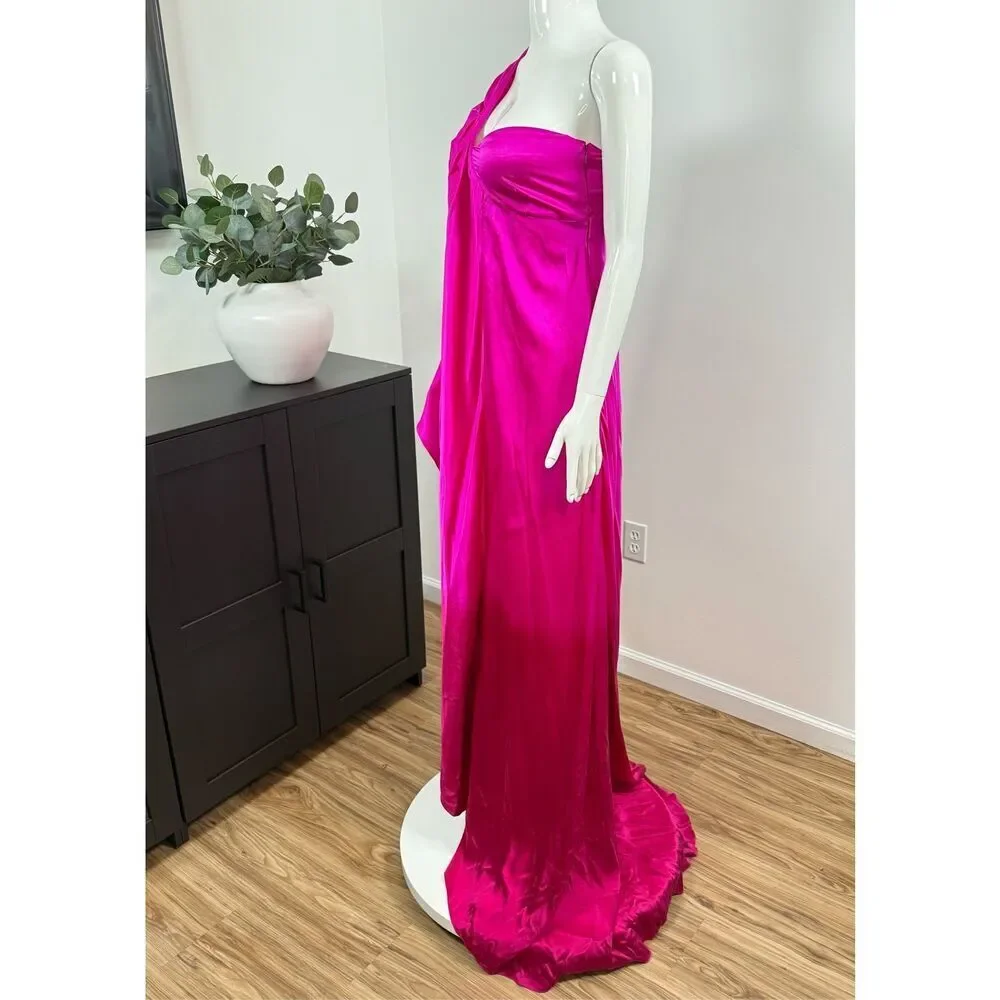 Alejandra Alonso Rojas Women's One-Shoulder Silk Bustier Dress Size 6 - Picture 5 of 11